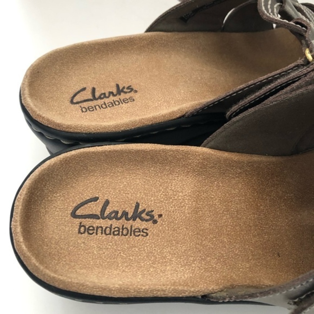 Clarks Bendables Shoes Sandal’s Women’s Size 10M Brown Slip‎ On Open Toe - Picture 5 of 8